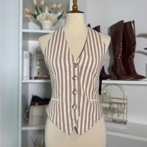 Rag & Bone Beige and White Striped Vest